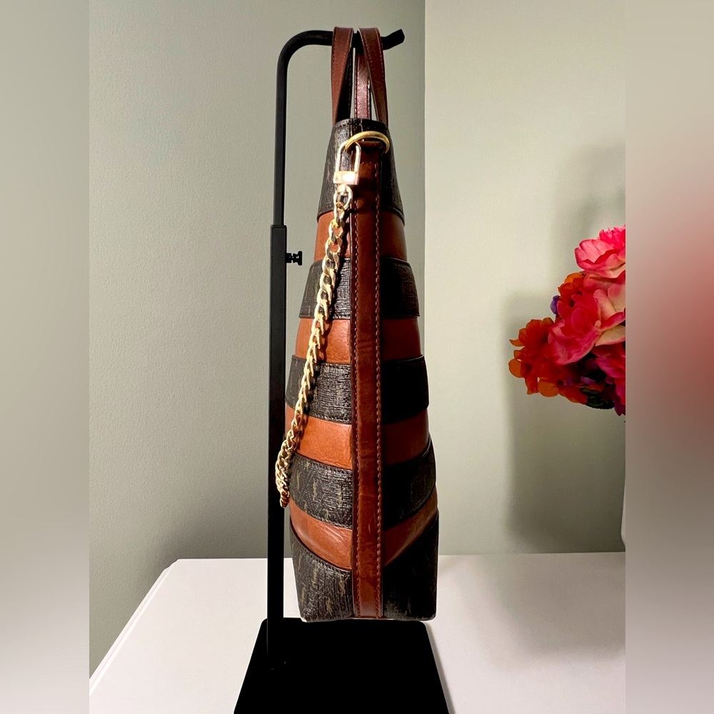 Authentic YSL Canvas and Leather Striped Tote Bag - Picture 6 of 16